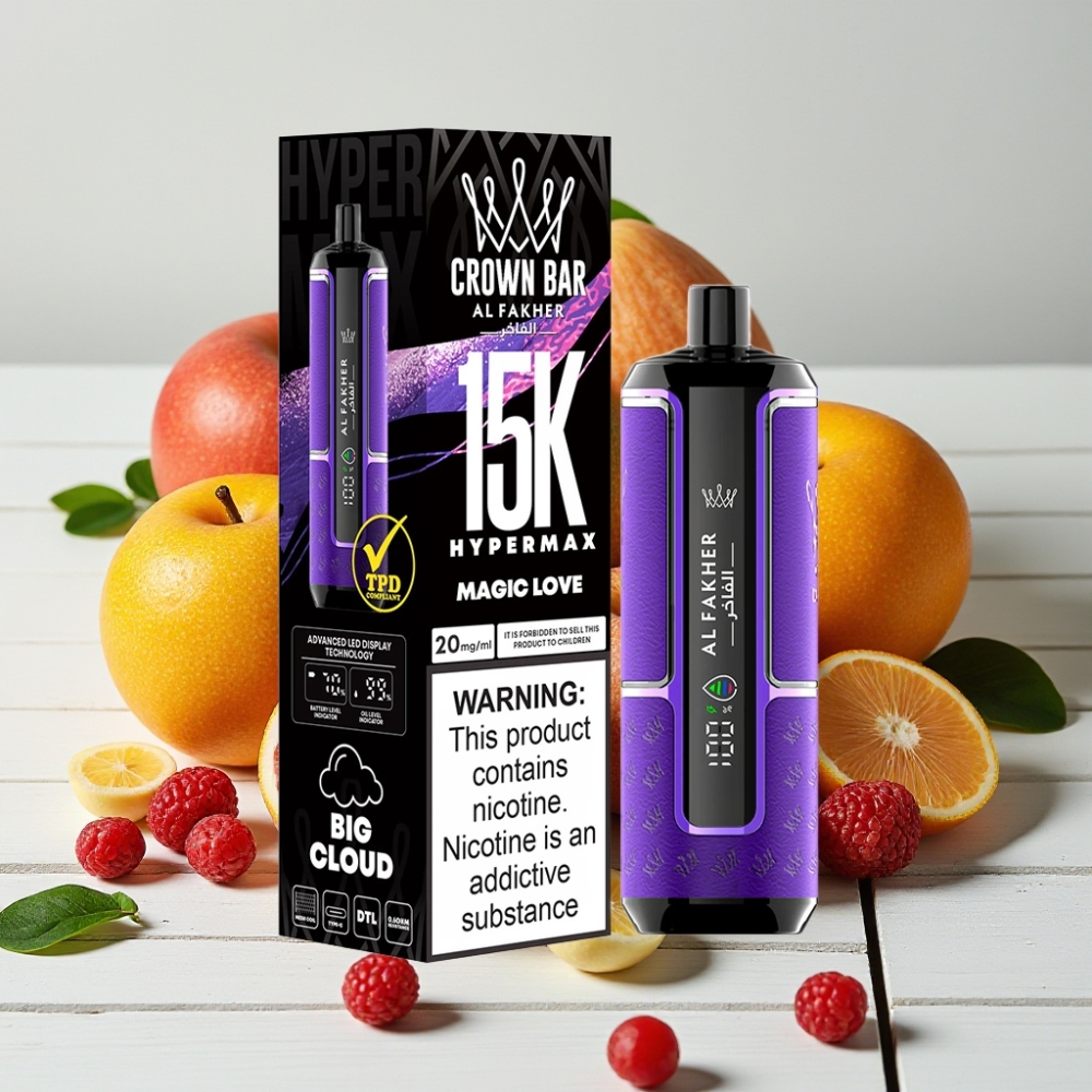 Al Fakher Crown Bar 15K Hypermax Vienkartinis Veipas – 22ml, 600mAh, 15K pūkų, Mágisk Meilė