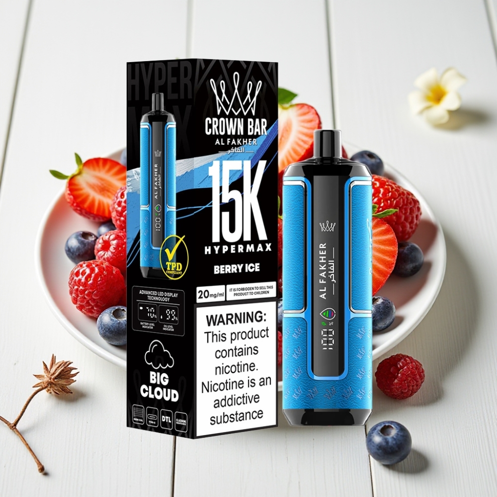 Al Fakher Crown Bar 15K Hypermax Vienkartinis Veipas Kit Uogienės Ledas | 22ml | 15K Puff | 6mg/ml