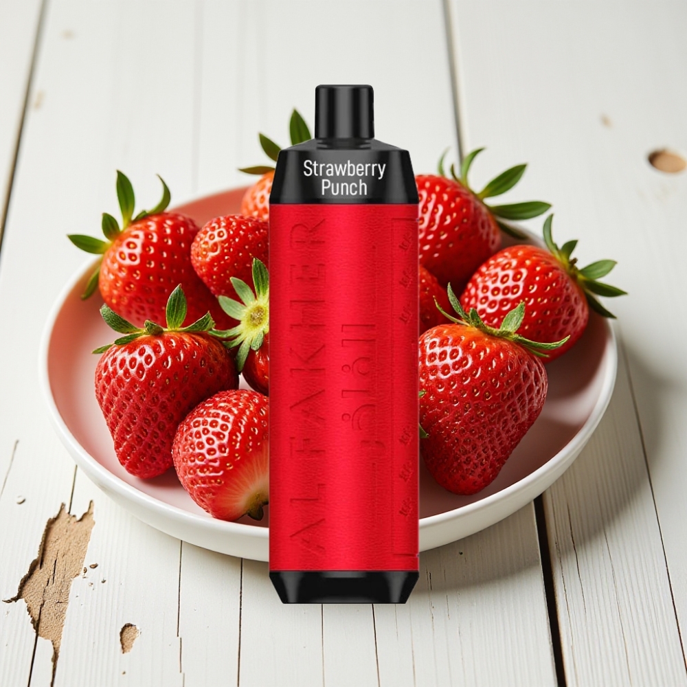 Al Fakher Crown Bar 8000 Crystal Vienkartinis Veipas – Braškių Punch, 5mg Nikotino, 8000 Traukimų, 600mAh