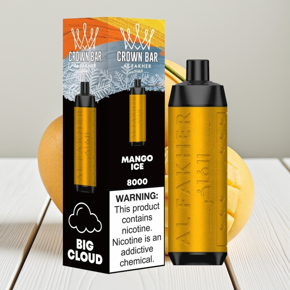 Al Fakher Crown Bar 8000 Crystal Vienkartinis Veipas Mango Ledas | 8000 užsispyrė, 5mg nikotino, 18ml