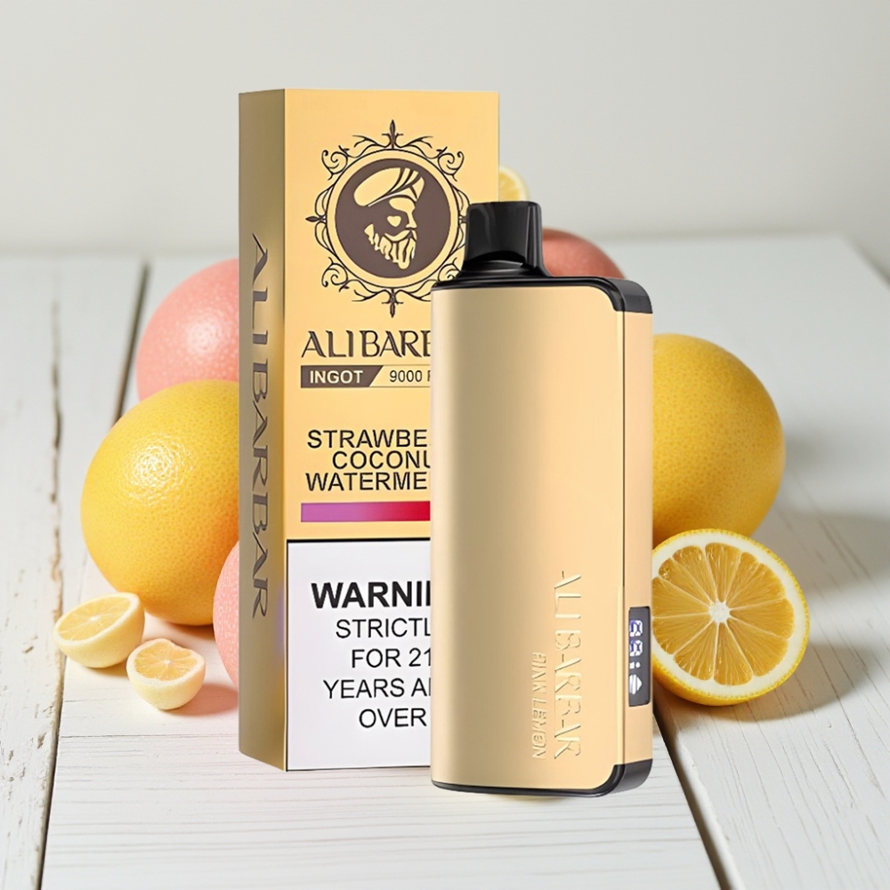 Alibarbar Ingot 9000 Puffs Vienkartinis Vapas Rūgščiai Raudona Citrina | 22ml, 2350mAh, LED Ekranas