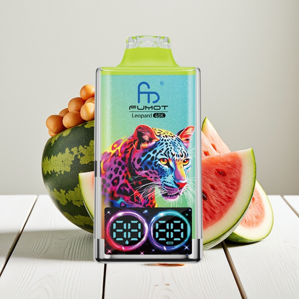 Fumot Leopard 40K Puffs Vienkartinis Veipas Arbūzas su Mėtų Aromatu, 5% Nikotino, 700mAh, 40000 Pūkštų