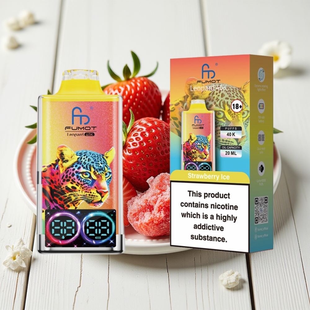 Fumot Leopard 40K Puffs Vienkartinis Veipas Braškinių Ledas, 700mAh, 5% Nikotino, Type-C