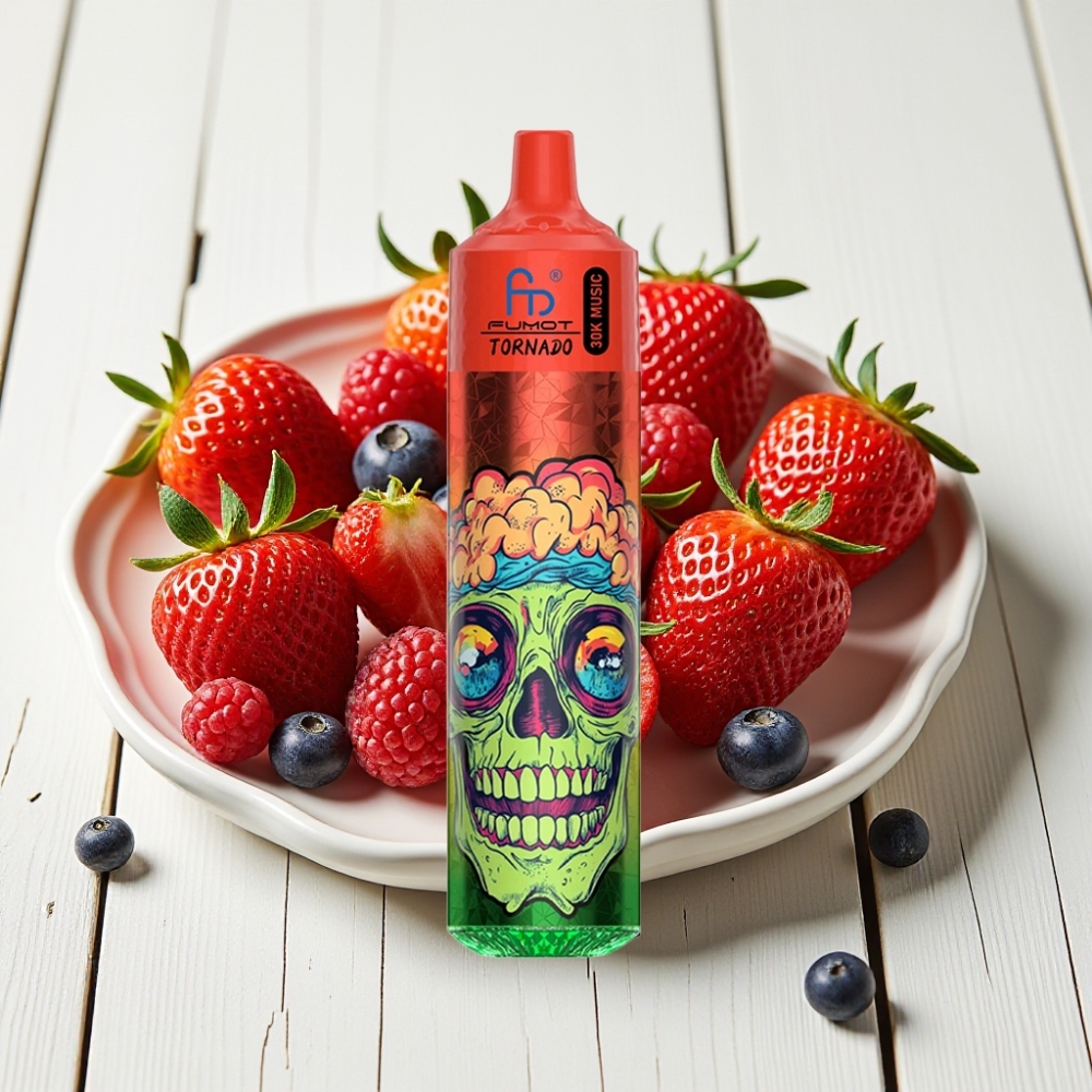 Fumot RandM Tornado 30000 Puffs Braškė Uoga Ledas, 30mL, 2%/5%, 1.0 Ohm, 600mAh, LED