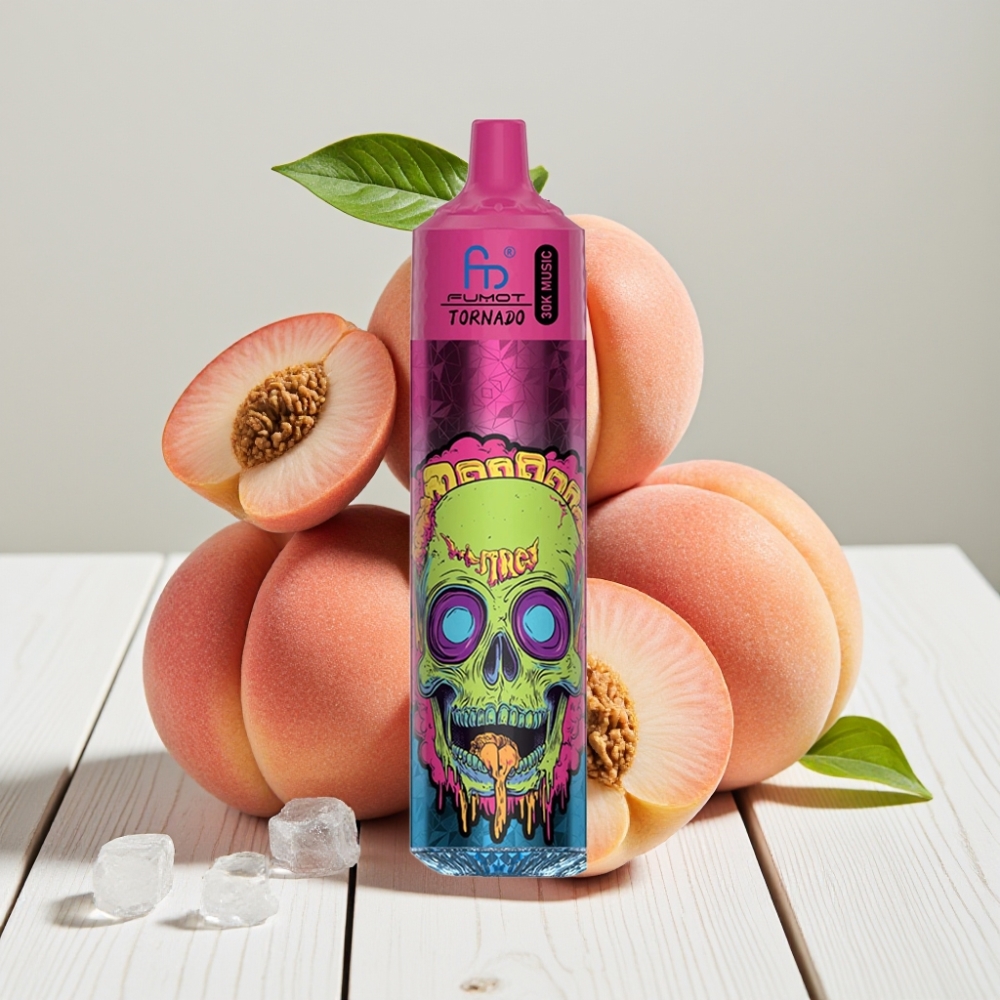 Fumot RandM Tornado 30000 Puffs - Persikų Ledas, 30mL, 600mAh, 1.0 Ohm