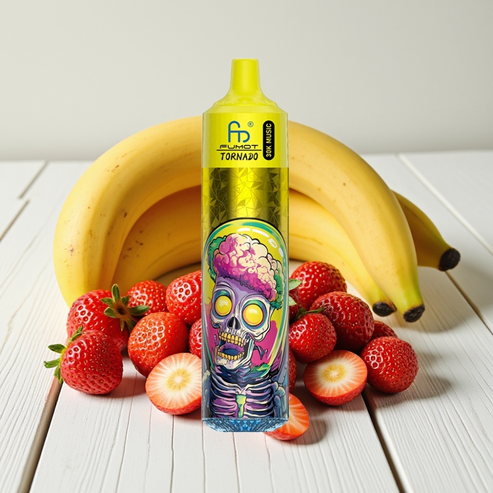 Fumot RandM Tornado 30000 Puffs Vienkartinis Veipas Bananų Braškė, 30mL, 2%/5% nikotino, 600mAh