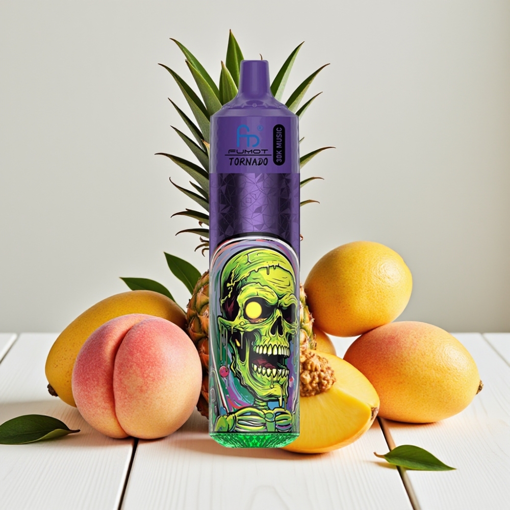 Fumot RandM Tornado 30000 Puffs Vienkartinis Veipas Persikas Mango Ananasas, 30mL, 2%/5%, 600mAh