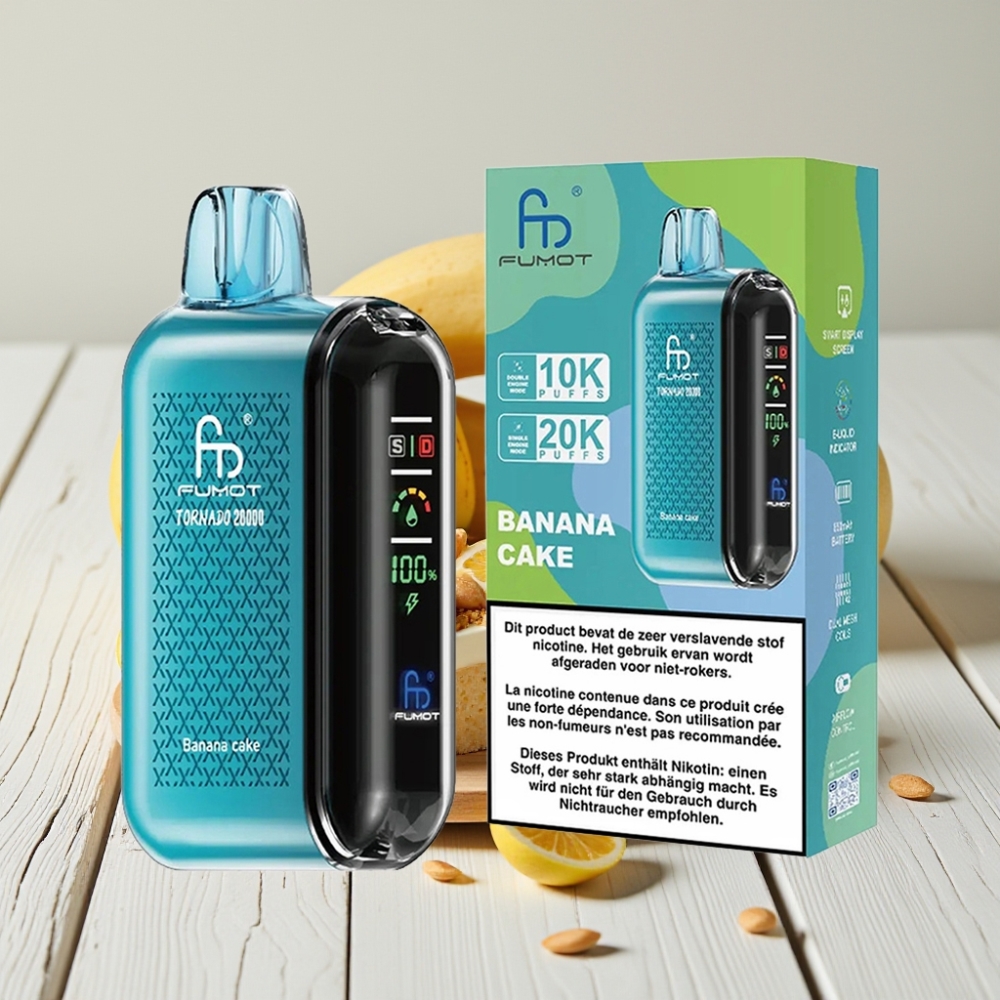 Fumot Tornado 20000 Puffs Bananinio Pyrago Skonis | 20ml, 850mAh, 2% Nikotino
