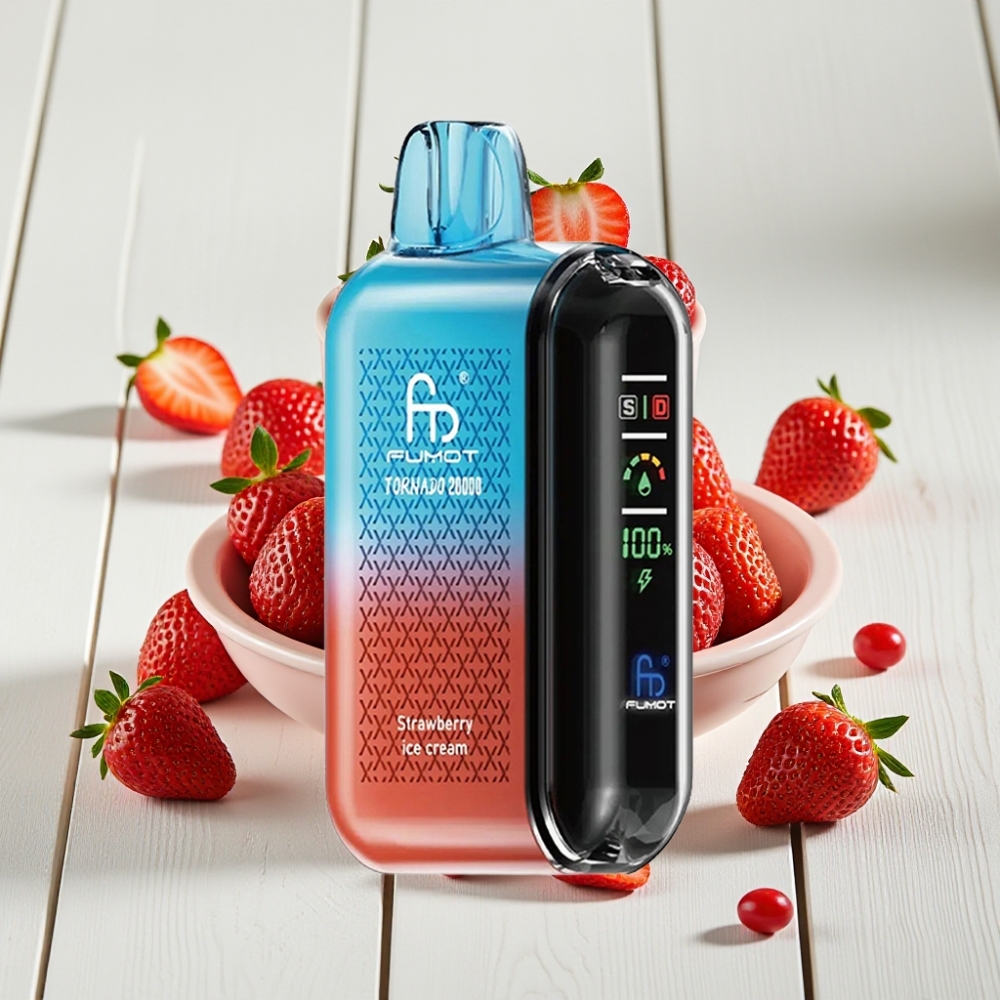 Fumot Tornado 20000 Puffs Braškinių Ledų Skingutis su 20ml, 850mAh, 2% Nikotino