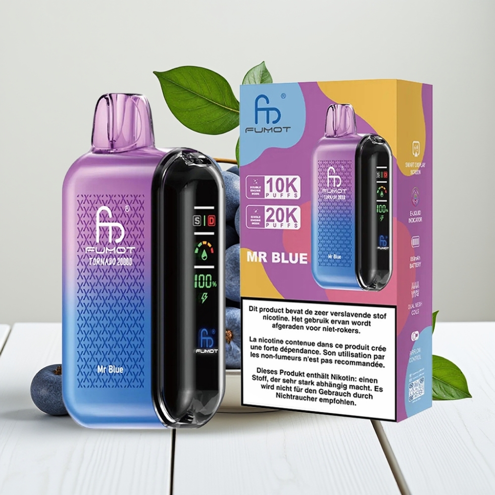 Fumot Tornado 20000 Puffs – Dviguba Tinklelio Apvija, 20ml e-skysčio, Oro Srauto Valdymas, Mėlynasis