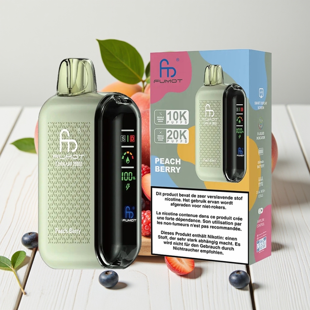 Fumot Tornado 20000 Puffs Persikų Uogų, 20ml, 850mAh, 2% Nikotino