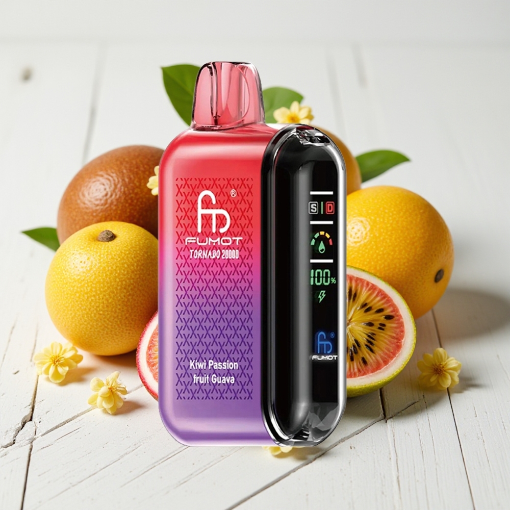 Fumot Tornado 20000 Puffs Vienkartinis Veipas - Kiwi Pasiflora Gvajava, 20ml, 850mAh, 2% Nikotino