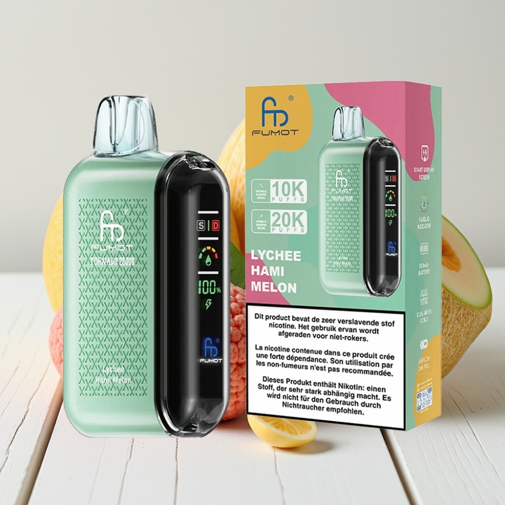Fumot Tornado 20000 Puffs Vienkartinis Veipas Lichee Melionas, 20ml, 850mAh, 2% Nikotino