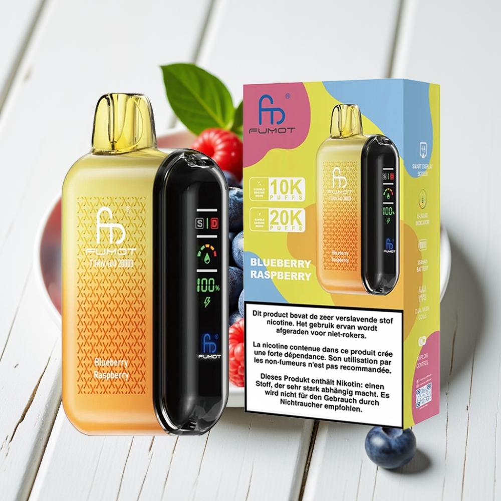 Fumot Tornado 20000 Puffs Vienkartinis Veipas Mėlynės Avietė | 20000 Puffs, 20ml, 850mAh