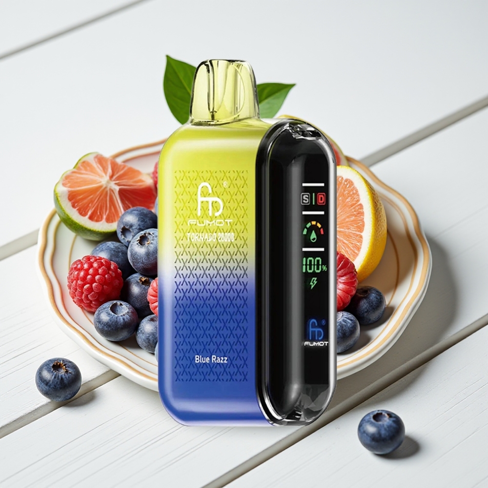 Fumot Tornado 20000 Puffs Vienkartinis Veipas Mėlyna Razz, 20ml, 850mAh, 2% Nikotino
