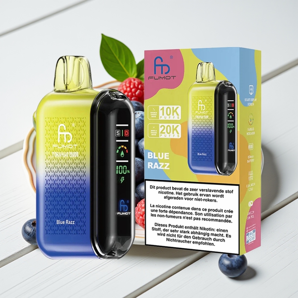 Fumot Tornado 20000 Puffs Vienkartinis Veipas Mėlyna Razz, 20ml, 850mAh, 2% Nikotino