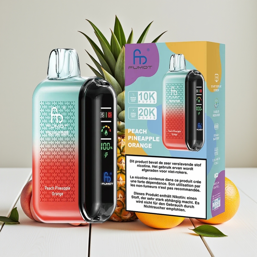Fumot Tornado 20000 Puffs Vienkartinis Veipas Persikų Ananasų Apelsinų, 20ml, 850mAh, 2% Nikotino