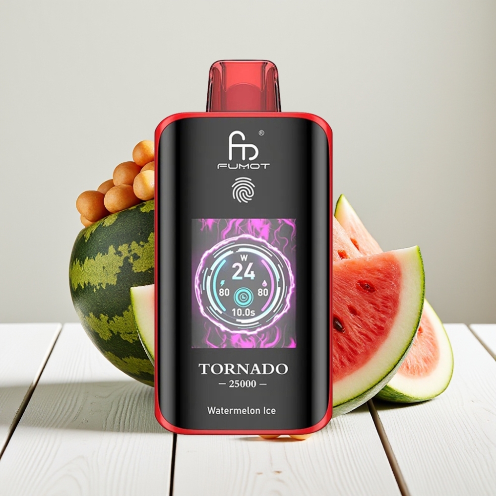 Fumot Tornado 25000 Puffs - Arbūzas su mentoliu, HD ekranas, 20ml skysčio, Type-C