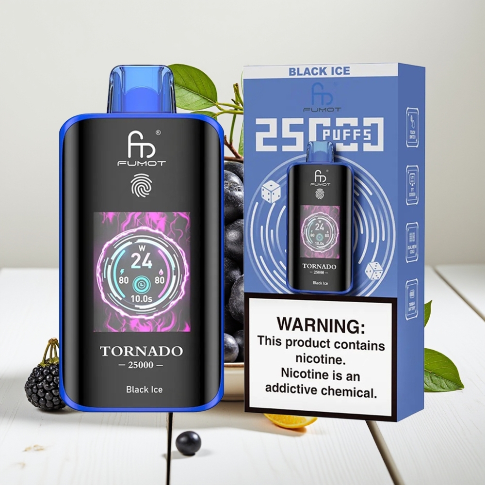 Fumot Tornado 25000 Puffs Juodasis Ledas | 20ml, 700mAh, Type-C