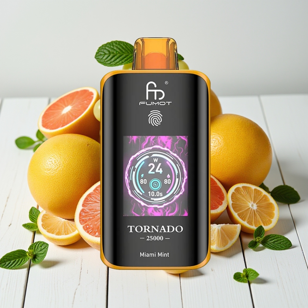 Fumot Tornado 25000 Puffs Miami Mėta | 20ml, 700mAh, 5% Nikotino, Type-C
