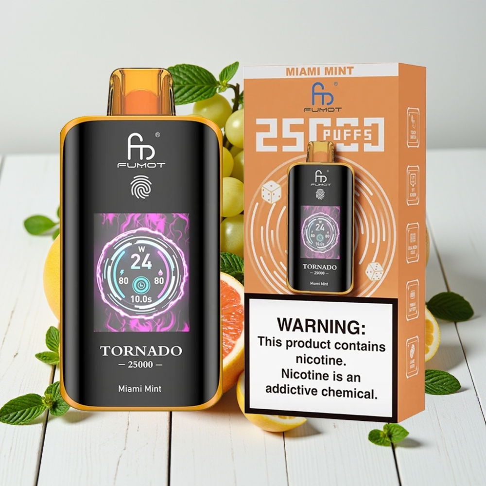 Fumot Tornado 25000 Puffs Miami Mėta | 20ml, 700mAh, 5% Nikotino, Type-C