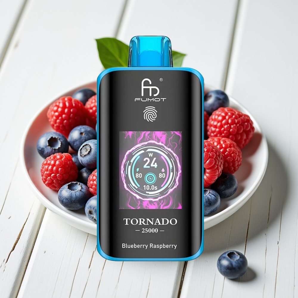 Fumot Tornado 25000 Puffs Vienkartinis Veipas Mėlynės Avietės | 20ml, 700mAh, Type-C