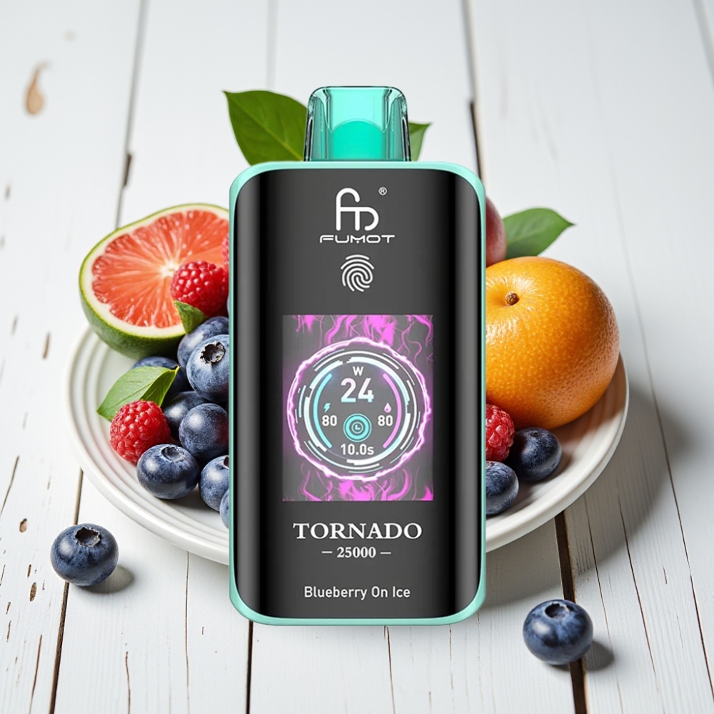 Fumot Tornado 25000 Puffs Vienkartinis Veipas Mėlynės su Ledu | 20ml | 700mAh | Type-C