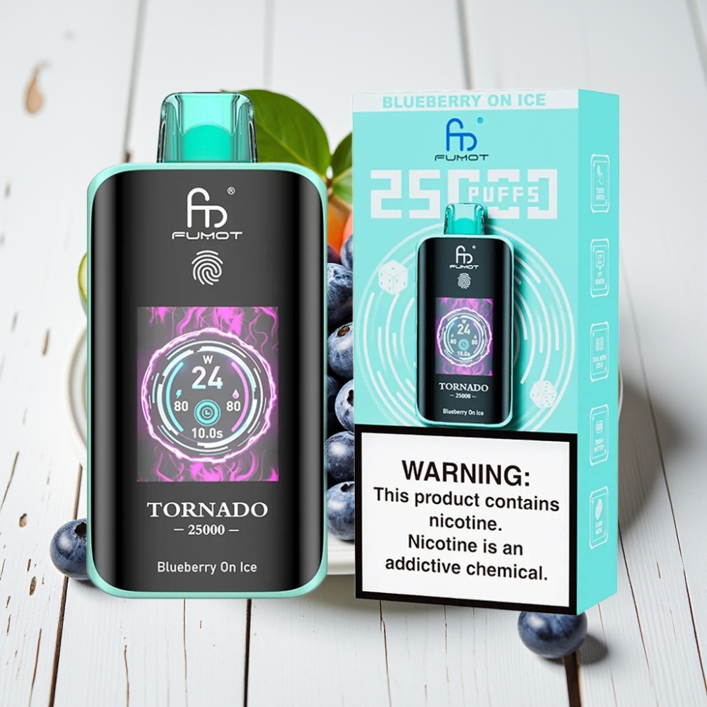 Fumot Tornado 25000 Puffs Vienkartinis Veipas Mėlynės su Ledu | 20ml | 700mAh | Type-C