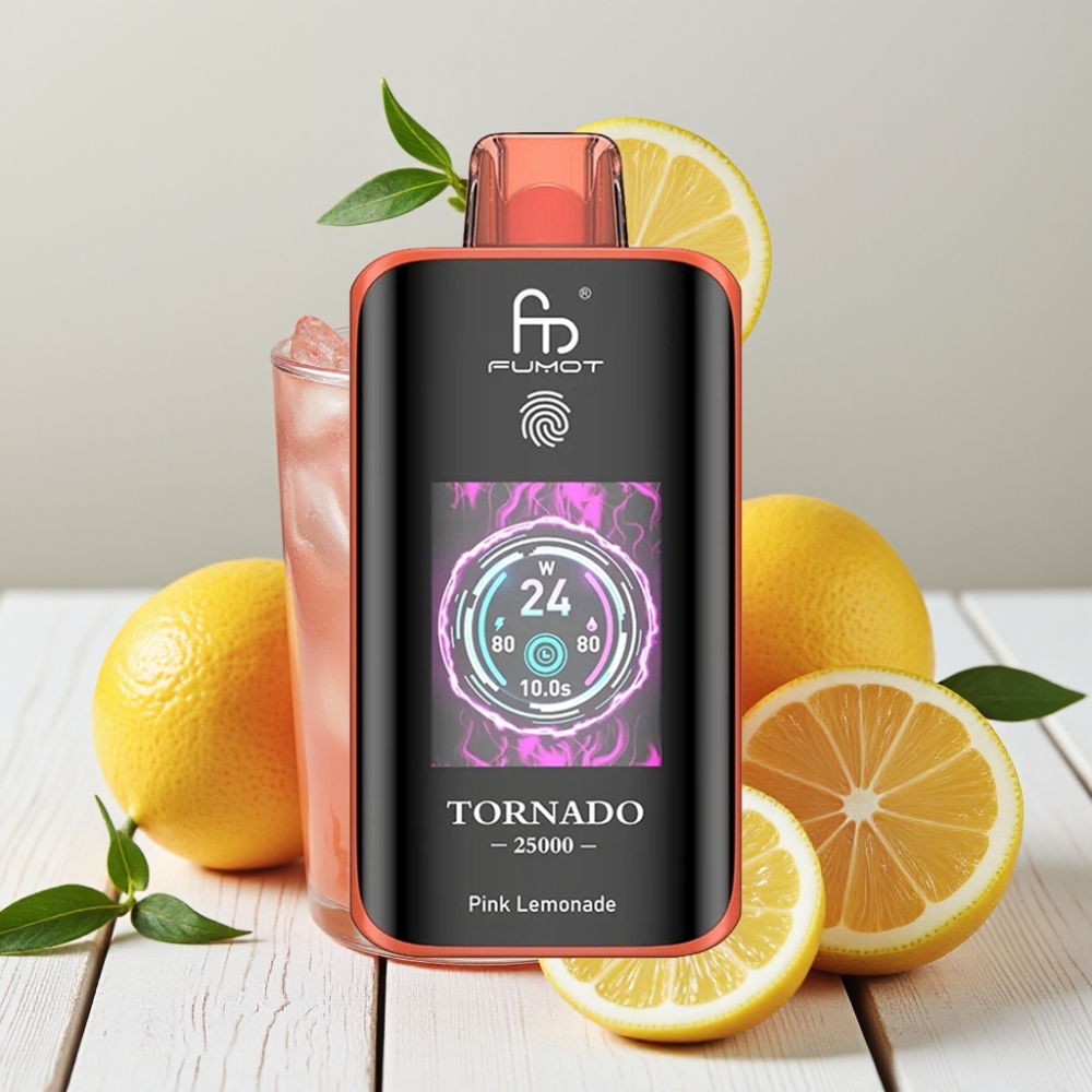 Fumot Tornado 25000 Puffs Vienkartinis Veipas Rožinis Citrinų Gėrimas | 20ml, 700mAh, Type-C