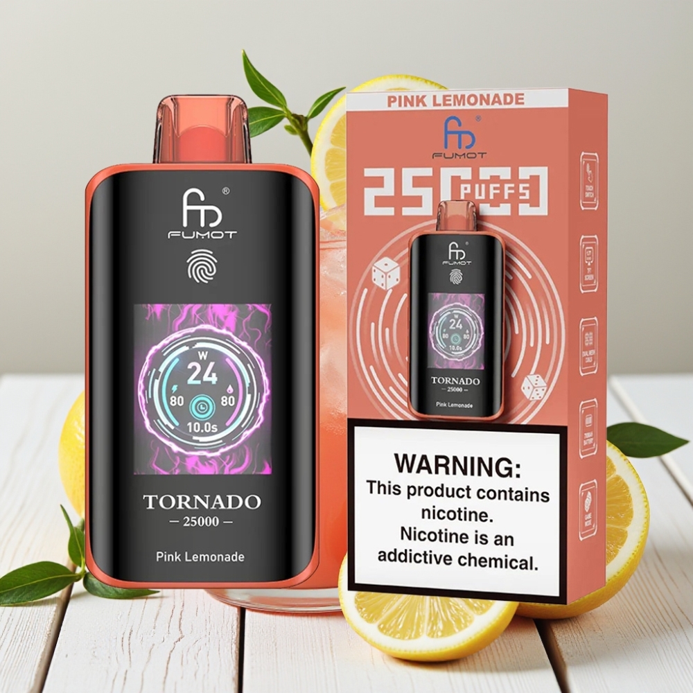 Fumot Tornado 25000 Puffs Vienkartinis Veipas Rožinis Citrinų Gėrimas | 20ml, 700mAh, Type-C