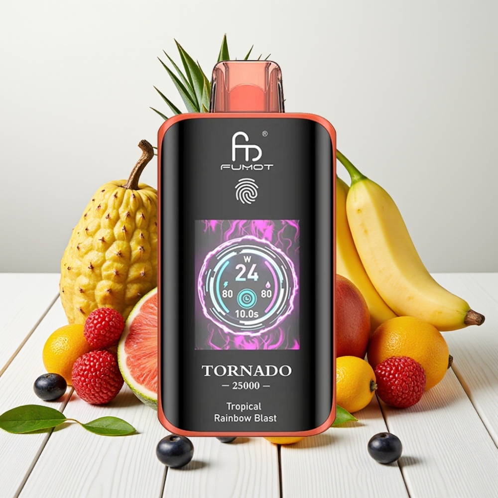 Fumot Tornado 25000 Puffs Vienkartinis Veipas Tropinė Vaivorykštės Eksplozija, 700mAh, 20ml, Type-C