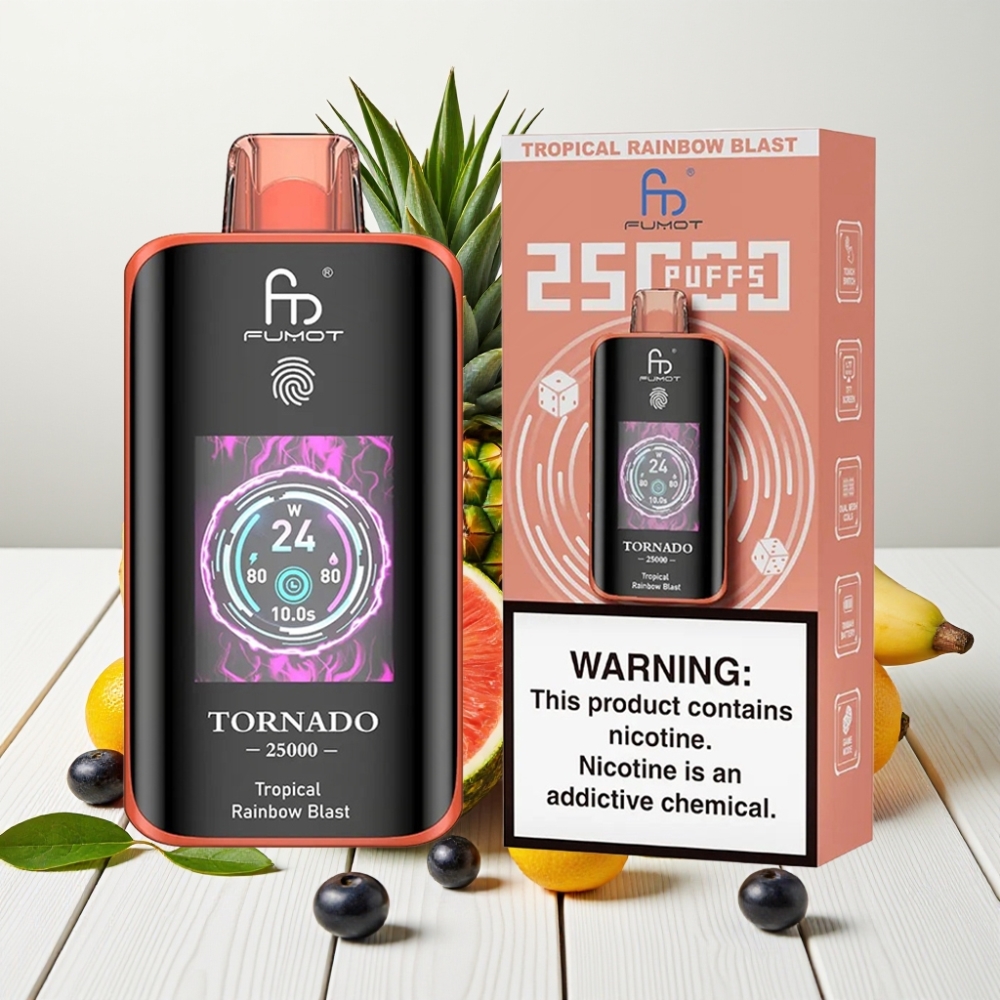 Fumot Tornado 25000 Puffs Vienkartinis Veipas Tropinė Vaivorykštės Eksplozija, 700mAh, 20ml, Type-C