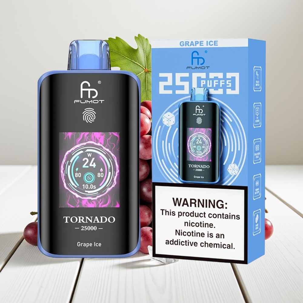 Fumot Tornado 25000 Puffs Vienkartinis Veipas Vynuogių Ledas | 20ml, 700mAh, Type-C