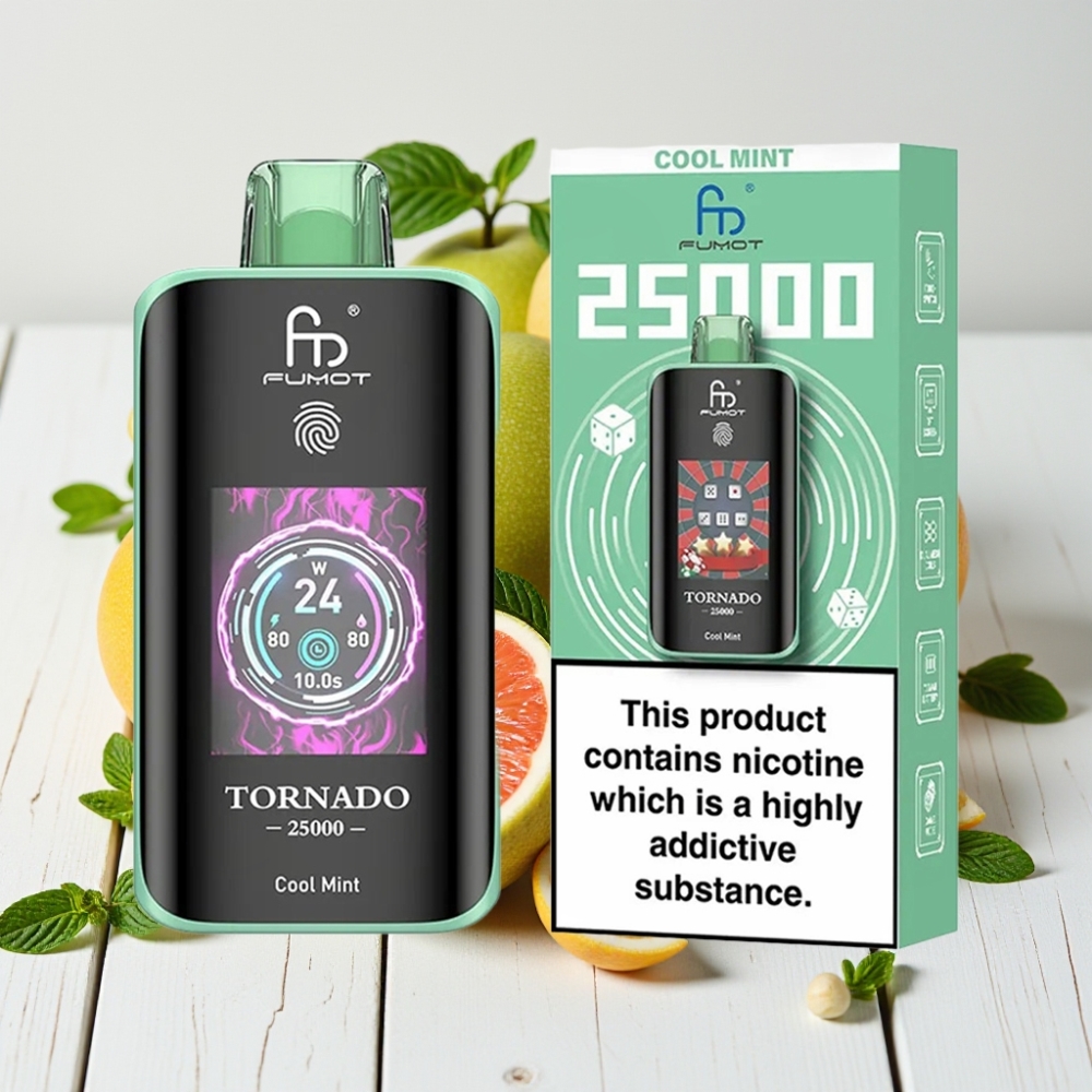 Fumot Tornado 25000 Puffs Vienkartinis Veipas Šalta Mėta | 20ml, 700mAh, Type-C