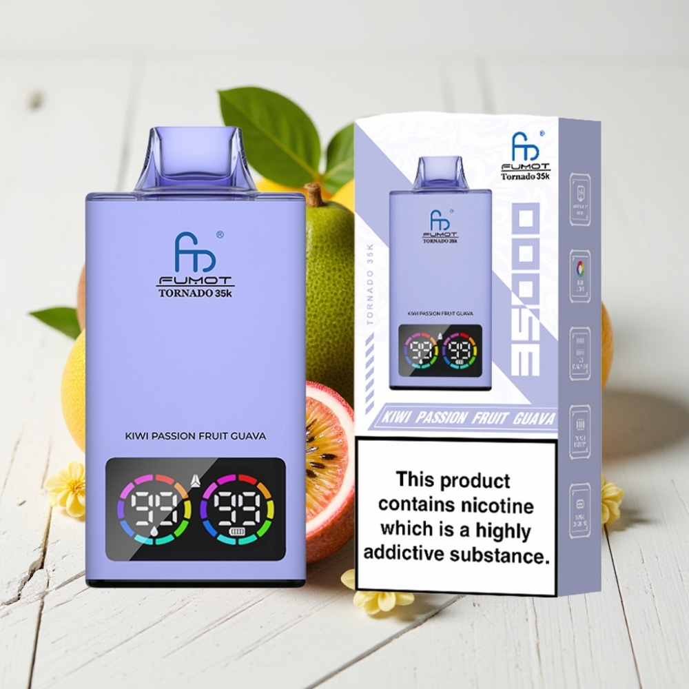 Fumot Tornado 35K Vienkartinis Veipas - Kiwi Pasiflora Gvajava, Dual Mesh, 15ml, USB-C, 35000 Puffų
