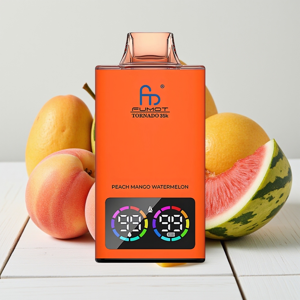 Fumot Tornado 35K Vienkartinis Veipas - Persikų Mango Arbūzas, Dviguba Tinklelinė Apvija, 15ml Skysčio, 700 MAH
