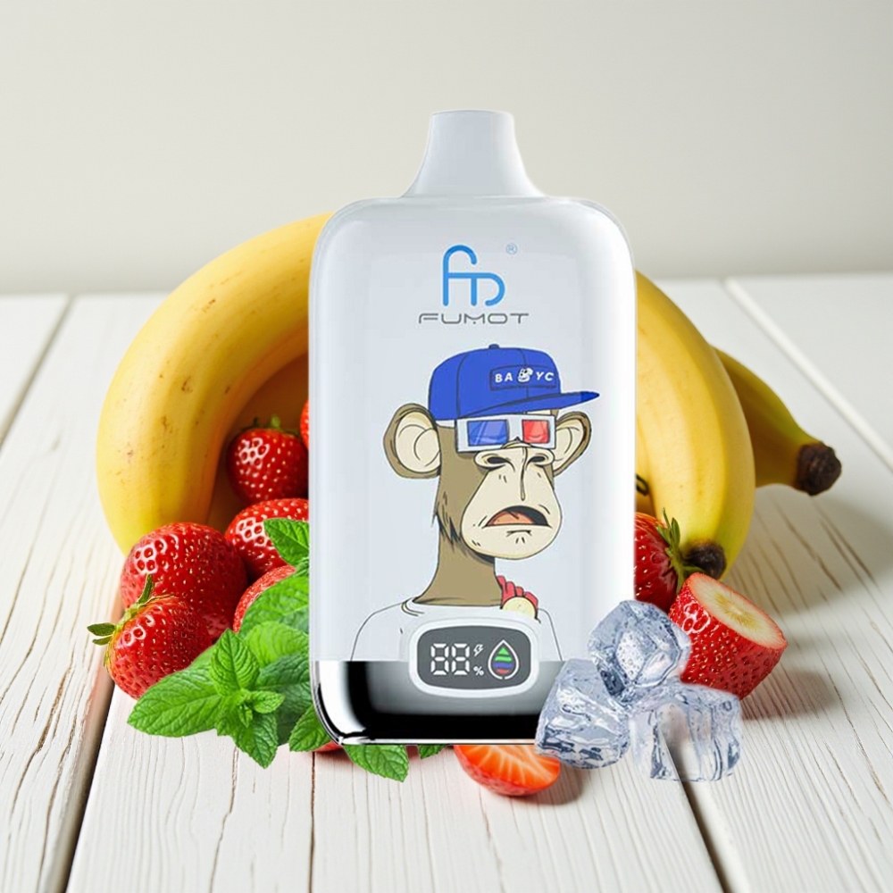 Fumot Tornado Digital Box 12000 Puffs Braškė-Bananas, 20ml, 550mAh, Type-C