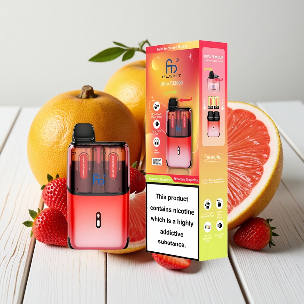 Fumot Ultra T32000 Vienkartinis Veipas Braškė-Greipfrutas - Braškė-Drakonvaisė, 32000 pūkų, 24ml, Type-C