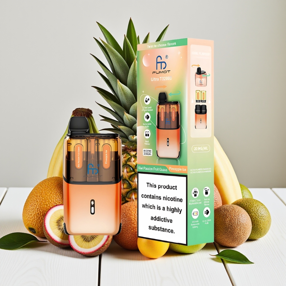 Fumot Ultra T32000 Vienkartinis Veipas Kiwi Pasiflora Gvajava - Ananasas Ledas | 32000 pučk., 800mAh, Type-C
