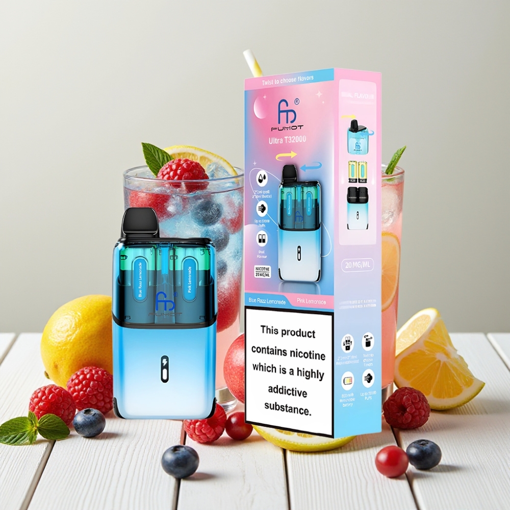 Fumot Ultra T32000 Vienkartinis Veipas Mėlynoji Razz Limonadė - Rožinė Limonadė, 32000 Traukiai, 24ml, 20mg