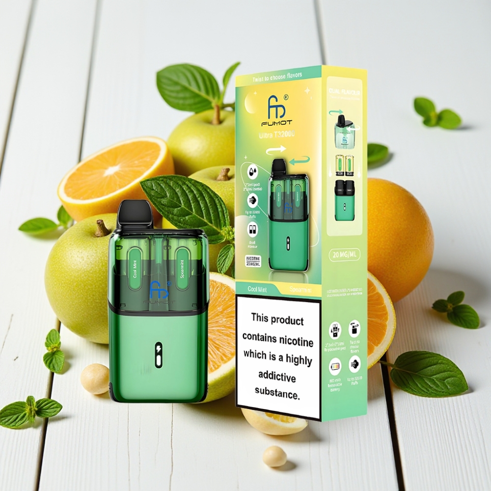 Fumot Ultra T32000 Vienkartinis Veipas Šalta Mėta – 32000 Puffų, 800mAh, 24ml, 20mg