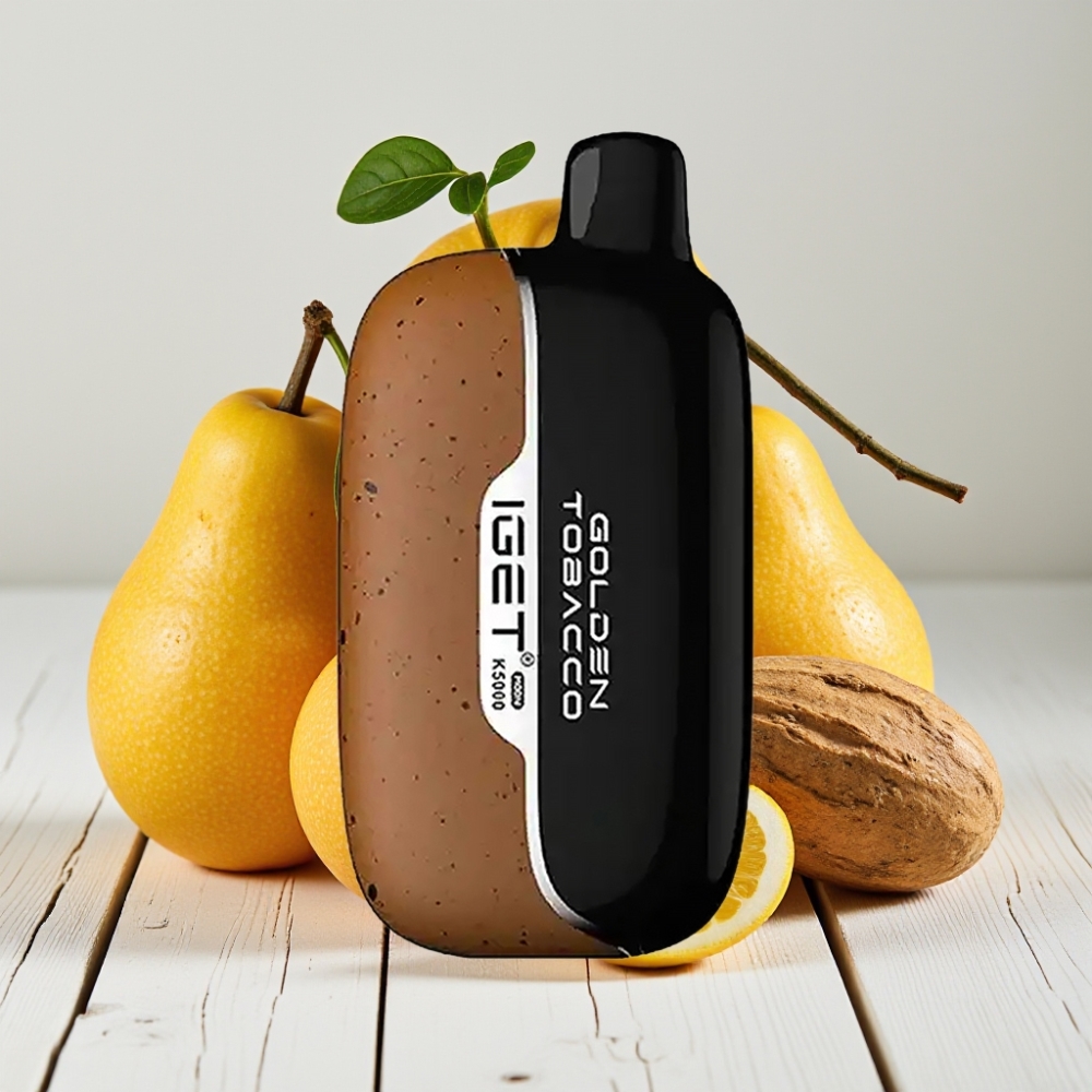 IGET Moon K5000 Puffs Vienkartinis Vaporizatorius – Auksinis Tabakas, 5000 Puffų, 1.35 Ohm