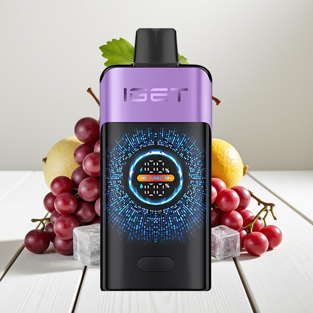 IGET ONE 12000 Pūkų Vienkartinis Veipas Vynuogių Ledas | 2700 mAh, 0.6 ohm, Didelis Ekranas