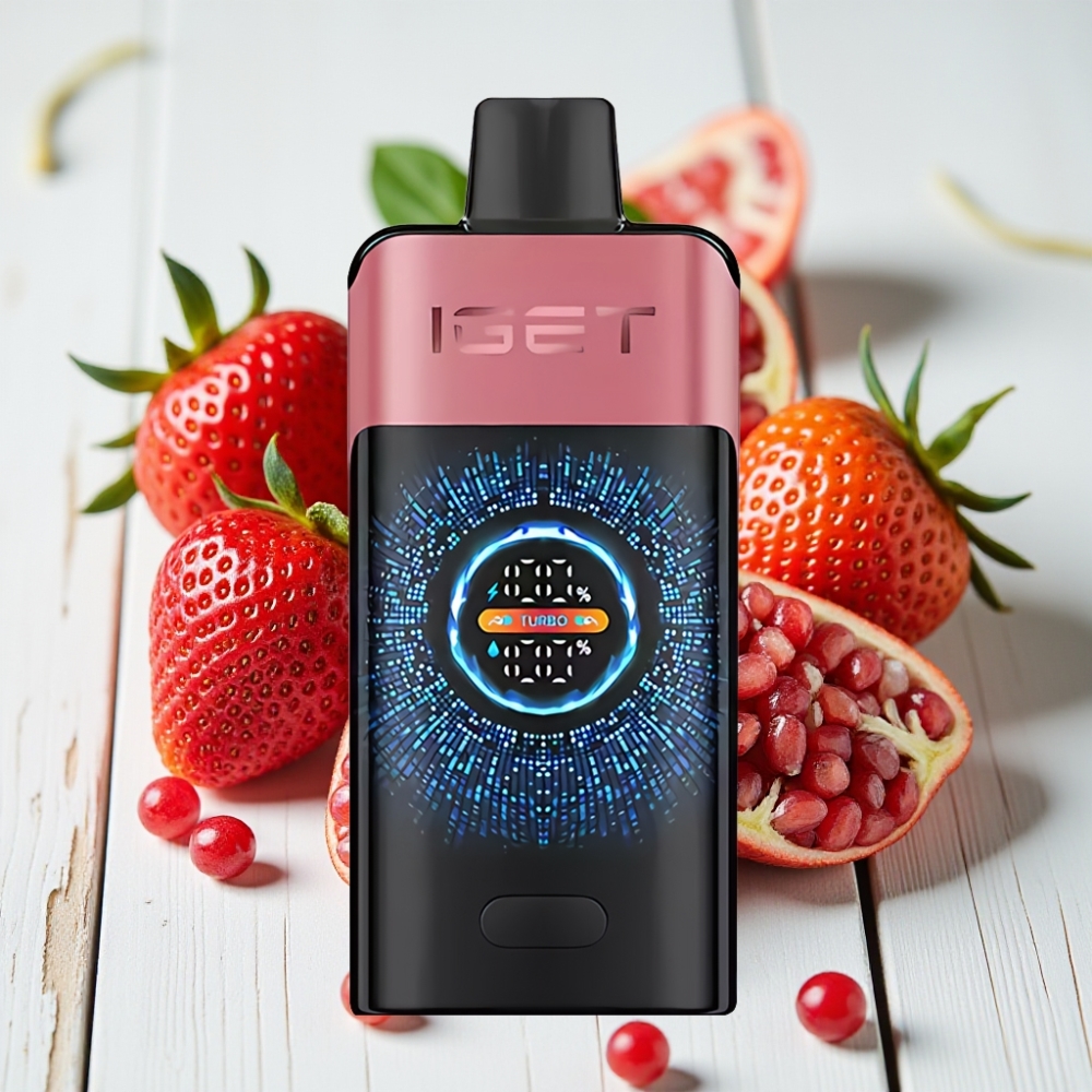 IGET ONE 12000 Puffs Vienkartinis Veipas Braškės Granatų Ledas | 2700 mAh, 0.6 ohm, Dvigubas Tinklelis