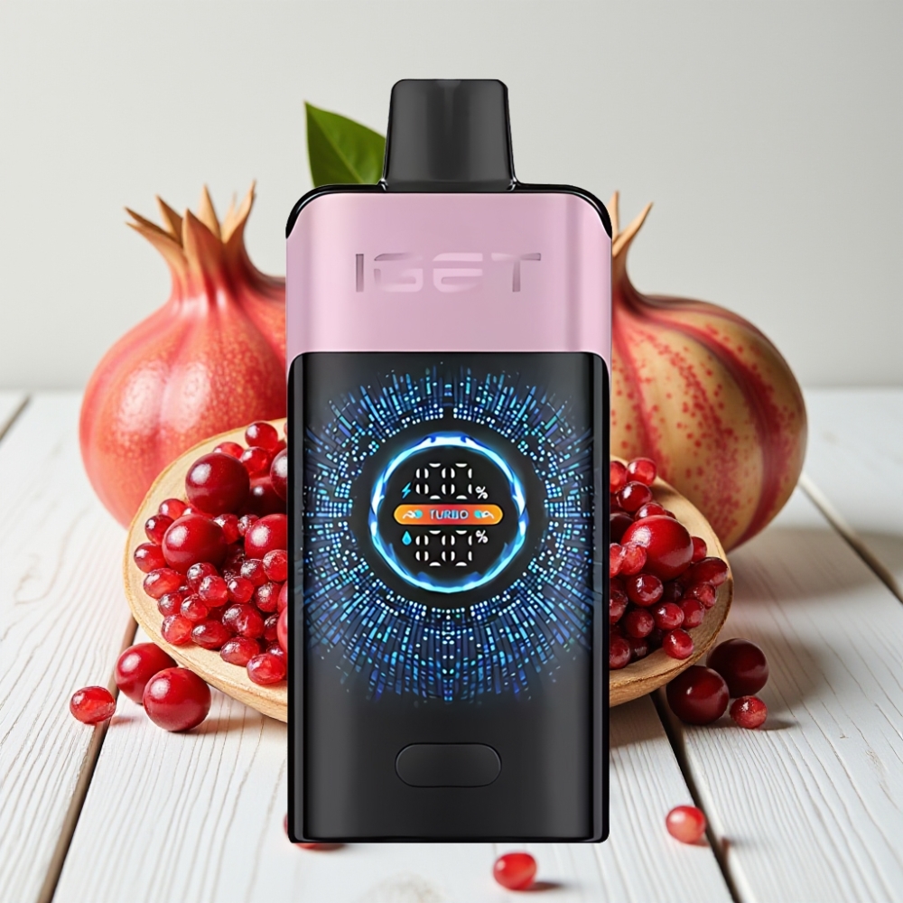 IGET ONE 12000 Puffs Vienkartinis Veipas Vyšnia Granatas - 2700 mAh, 0.6 ohm, Didelis ekranas