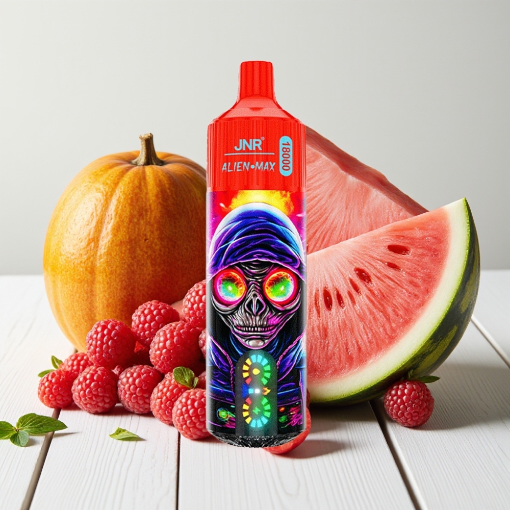 JNR Alien Max 18000 Puffs Vienkartinis Veipas Aviečių Arbūzas Su Mėtų Skoniu, LED Ekranas, 28ml, Type-C