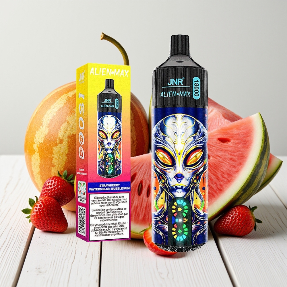 JNR Alien Max 18000 Puffs Vienkartinis Veipas Braškė-Ūga Bubblegum, 28ml, 5% Nikotino, Type-C