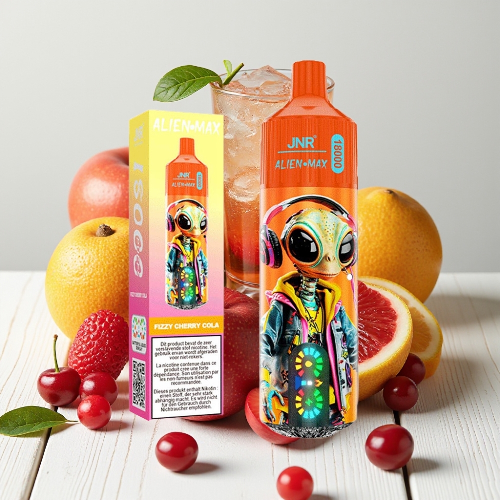 JNR Alien Max 18000 Puffs Vienkartinis Veipas Fizzy Cherry Cola (Dviguba Dėžutė, 28ml, 0-5% Nikotino)
