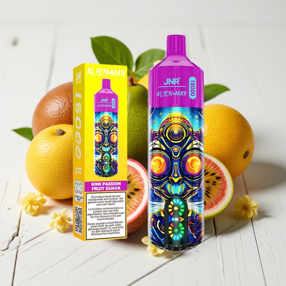 JNR Alien Max 18000 Puffs Vienkartinis Veipas Kiwi Pasiflora Gvajava, 28ml, 850mAh, Type-C