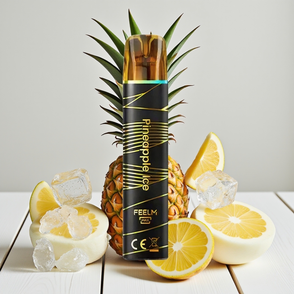 JNR Black&Golden 600+200 Pūkų Vienkartinis Veipas Ananasas Ledas, 800 Pūkų, 550mAh, 2ml